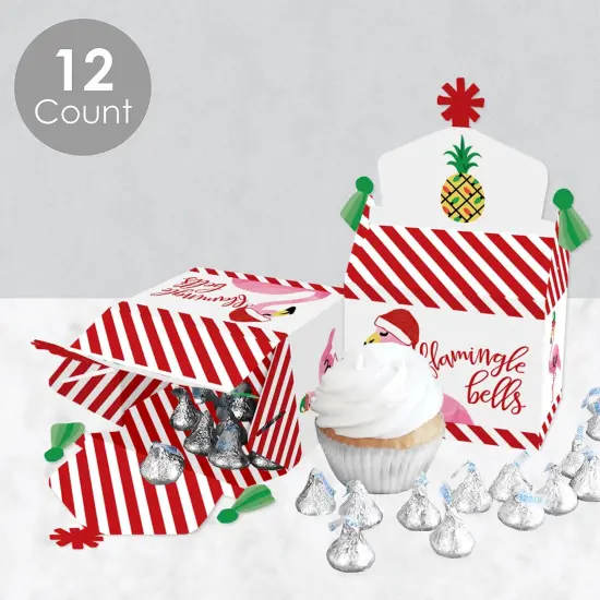 Big Dot of Happiness Flamingle Bells - Treat Box Party Favors - Tropical Christmas Party Goodie Gable Boxes - Set of 12 {4}