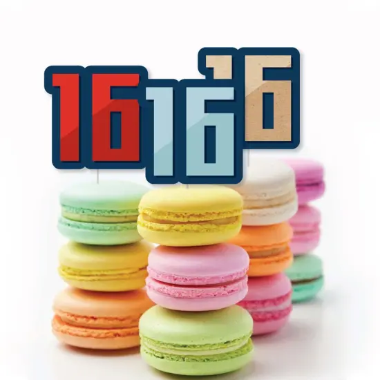 Big Dot of Happiness Boy 16th Birthday - Dessert Cupcake Toppers - Sweet Sixteen Birthday Party Clear Treat Picks - Set of 24 {6}