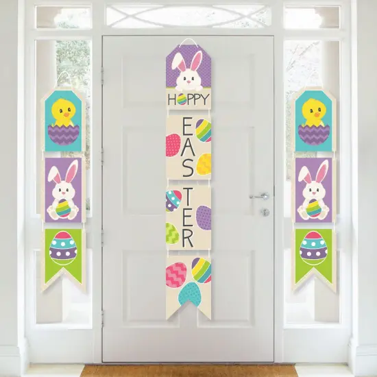 Big Dot of Happiness Hippity Hoppity - Hanging Vertical Paper Door Banners - Easter Bunny Party Wall Decoration Kit - Indoor Door Decor {1}