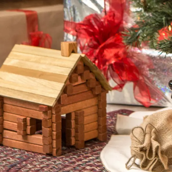 Amish Made Wood Log Building Toy Set Hardwood Nontoxic Ages 3 and Up 303 Pieces {4}