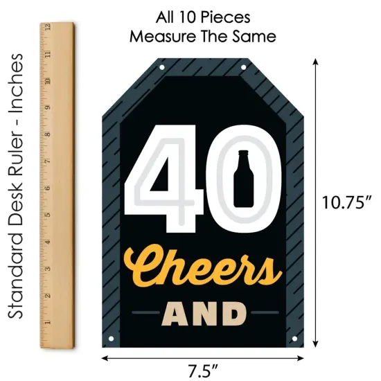 Big Dot of Happiness Cheers and Beers to 40 Years - Hanging Vertical Paper Door Banners - 40th Birthday Party Wall Decoration Kit - Indoor Door Decor {7}
