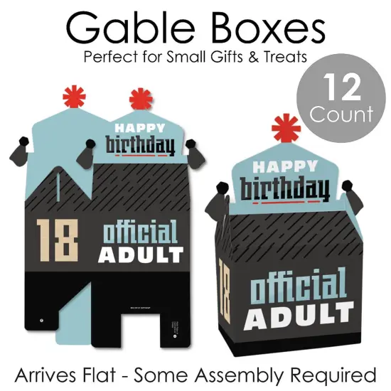Big Dot of Happiness Boy 18th Birthday - Treat Box Party Favors - Eighteenth Birthday Party Goodie Gable Boxes - Set of 12 {7}
