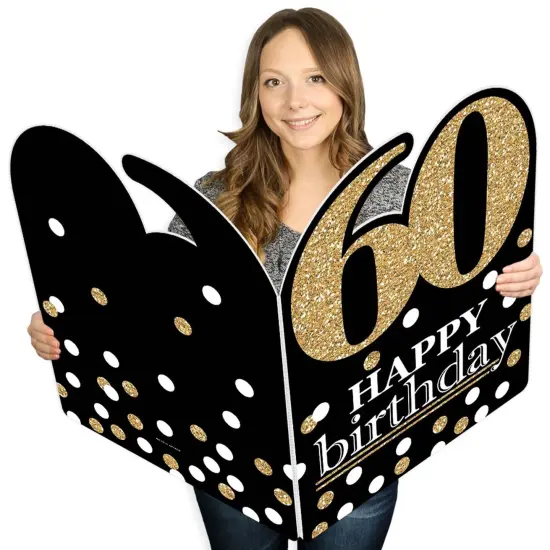 Big Dot of Happiness Adult 60th Birthday - Gold - Happy Birthday Giant Greeting Card - Big Shaped Jumborific Card {1}