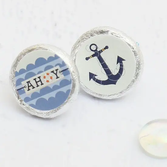 Big Dot of Happiness Ahoy - Nautical - Baby Shower or Birthday Party Round Candy Sticker Favors - Labels Fits Chocolate Candy (1 sheet of 108) {4}