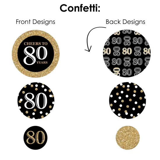 Big Dot of Happiness Adult 80th Birthday - Gold - Birthday Party Decor and Confetti - Terrific Table Centerpiece Kit - Set of 30 {7}