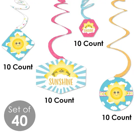 Big Dot of Happiness You Are My Sunshine - Baby Shower or Birthday Party Hanging Decor - Party Decoration Swirls - Set of 40 {6}