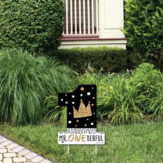 Big Dot of Happiness 1st Birthday Little Mr. Onederful - Outdoor Lawn Sign - Boy First Birthday Party Yard Sign - 1 Piece {1}