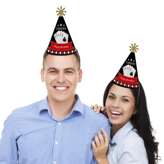 Big Dot of Happiness Las Vegas - Cone Happy Birthday Party Hats for Kids and Adults - Set of 8 (Standard Size) {3}