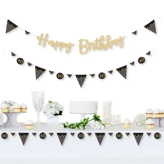 Big Dot of Happiness Adult 40th Birthday - Gold - Birthday Party Letter Banner Decor - 36 Cutouts & No-Mess Real Gold Glitter Happy Birthday Letters {3}