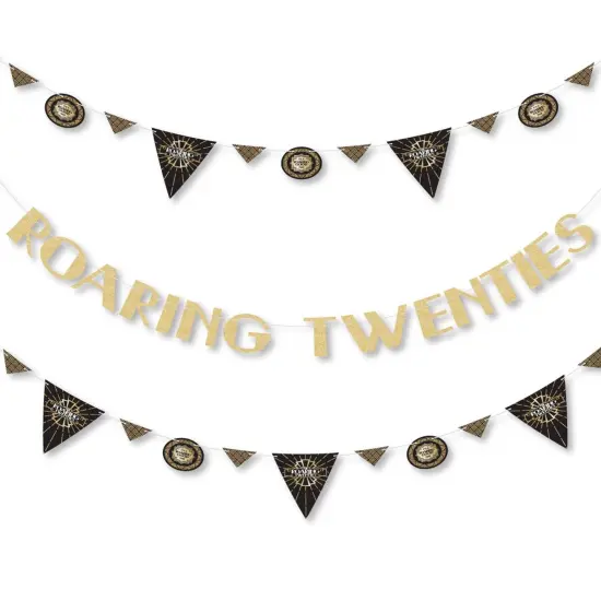 Big Dot of Happiness Roaring 20's - 1920s Art Deco Party Letter Banner Decor - 36 Cutouts & No-Mess Real Gold Glitter Roaring Twenties Banner Letters {1}