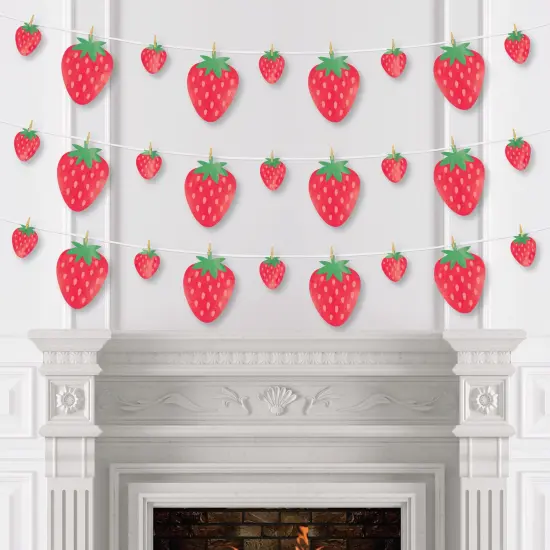 Big Dot of Happiness Berry Sweet Strawberry - Fruit Themed Birthday Party or Baby Shower DIY Decorations - Clothespin Garland Banner - 44 Pieces {4}