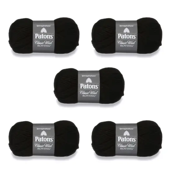 Patons Classic Wool Black Yarn - 5 Pack of 3.5oz/100g - Wool - 5 Bulky - 120 Yards - Knitting/Crochet {1}