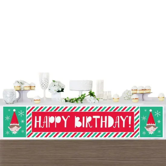 Big Dot of Happiness Elf Squad - Kids Elf Christmas and Happy Birthday Decorations Party Banner {4}