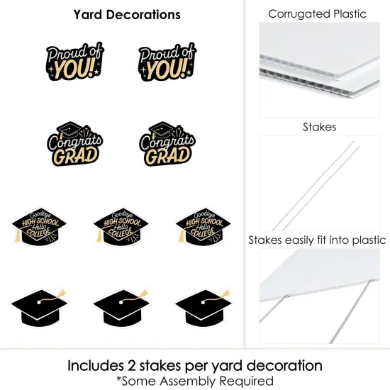 Big Dot of Happiness Hello College Graduation Lawn Decorations - 10 Piece {7}