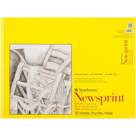 Strathmore Smooth Newsprint Paper Pad 18"X24"-50 Sheets {1}