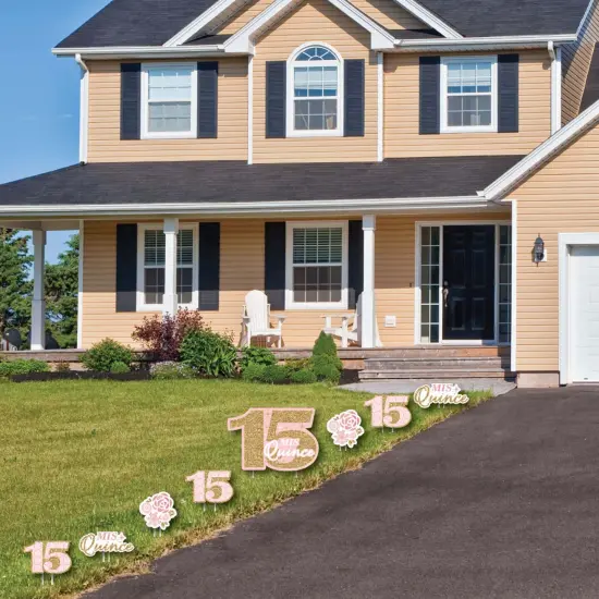 Big Dot of Happiness Mis Quince Anos - Yard Sign and Outdoor Lawn Decorations - Quinceanera Sweet 15 Happy Birthday Party Yard Signs - Set of 8 {3}