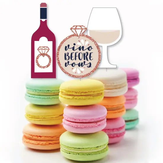 Big Dot of Happiness Vino Before Vows - Dessert Cupcake Toppers - Winery Bridal Shower or Bachelorette Party Clear Treat Picks - Set of 24 {6}