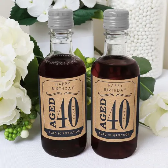 Big Dot of Happiness 40th Milestone Birthday - Mini Wine and Champagne Bottle Label Stickers - Birthday Party Favor Gift for Women and Men - Set of 16 {6}