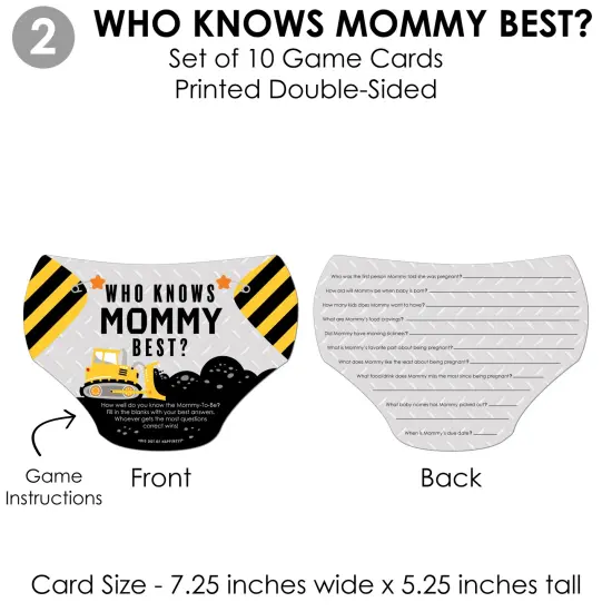 Big Dot of Happiness Dig It - Construction Party Zone - 4 Baby Shower Games - 10 Cards Each - Gamerific Bundle {7}