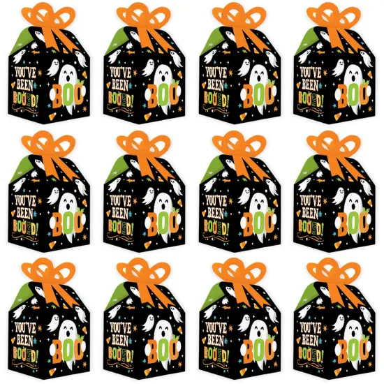 Big Dot of Happiness You've Been Booed - Square Favor Gift Boxes - Ghost Halloween Party Bow Boxes - Set of 12 {6}