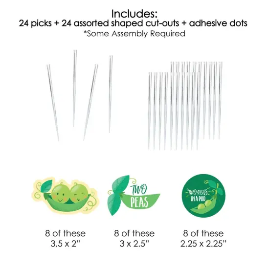 Big Dot of Happiness Double the Fun - Twins Two Peas in a Pod - Dessert Cupcake Toppers - Baby Shower or 1st Birthday Party Clear Treat Picks - 24 Ct {7}