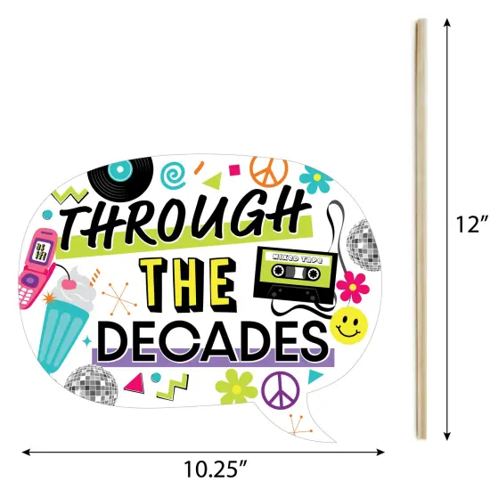 Big Dot of Happiness Through the Decades - 50s, 60s, 70s, 80s, and 90s Party Photo Booth Props Kit - 20 Count {7}