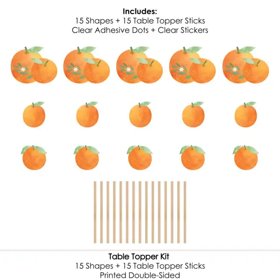 Big Dot of Happiness Little Clementine - Orange Citrus Baby Shower or Birthday Party Centerpiece Sticks - Table Toppers - Set of 15 {7}