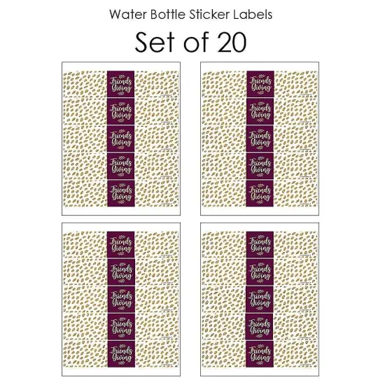 Big Dot of Happiness Elegant Thankful for Friends - Friendsgiving Thanksgiving Party Water Bottle Sticker Labels - Set of 20 {4}