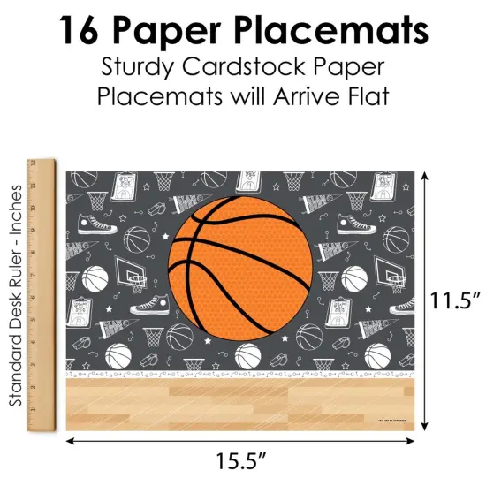 Big Dot of Happiness Nothin' but Net - Basketball - Party Table Decorations - Baby Shower or Birthday Party Placemats - Set of 16 {6}