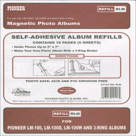 Pioneer Magnetic Photo Album Refill Pages 8.25"X10.5"-5/Pkg {1}