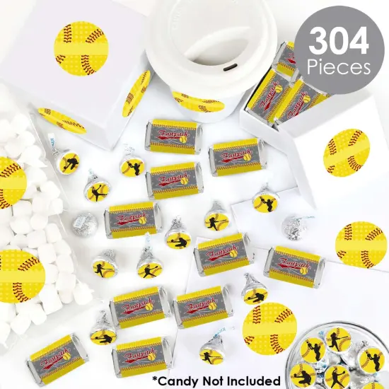 Big Dot of Happiness Grand Slam - Fastpitch Softball - Birthday Party or Baby Shower Candy Favor Sticker Kit - 304 Pieces {3}