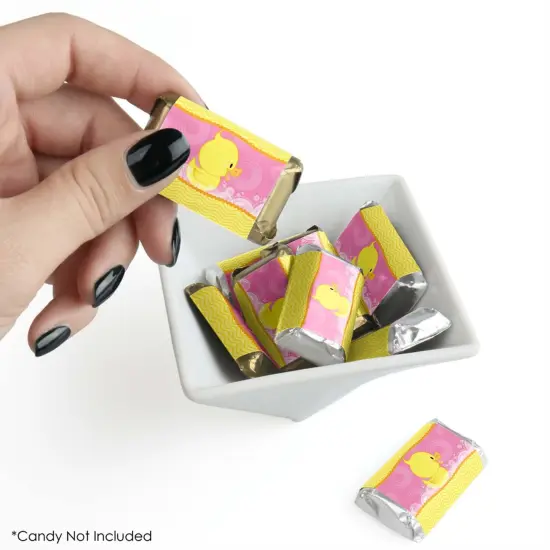 Big Dot of Happiness Pink Ducky Duck - Mini Candy Bar Wrapper Stickers - Baby Shower or Birthday Party Small Favors - 40 Count {3}