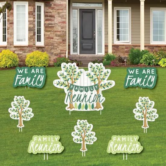 Big Dot of Happiness Family Tree Reunion - Yard Sign and Outdoor Lawn Decorations - Family Gathering Party Yard Signs - Set of 8 {1}