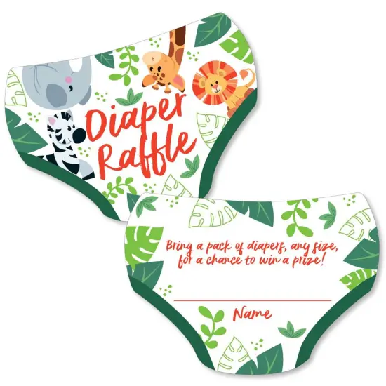 Big Dot of Happiness Jungle Party Animals - Diaper Shaped Raffle Ticket Inserts - Safari Zoo Animal Baby Shower Diaper Raffle Game - Set of 24 {1}