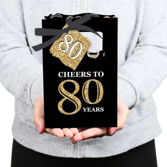Big Dot of Happiness Adult 80th Birthday - Gold - Birthday Party Favor Boxes - Set of 12 {6}