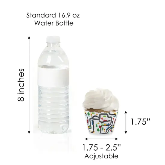 Big Dot of Happiness Cars, Trains, and Airplanes - Cupcake Decoration - Transportation Birthday Party Cupcake Wrappers and Treat Picks Kit - Set of 24 {6}