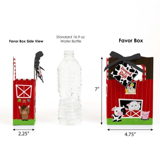 Big Dot of Happiness Farm Animals - Baby Shower or Birthday Party Favor Boxes - Set of 12 {3}