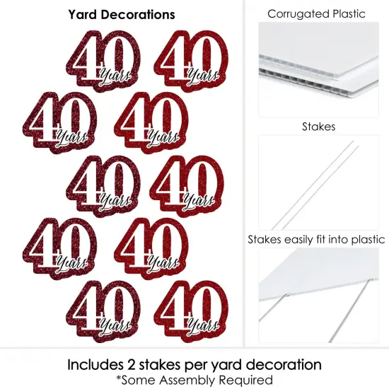 Big Dot of Happiness We Still Do - 40th Wedding Anniversary Lawn Decorations - Outdoor Anniversary Party Yard Decorations - 10 Piece {7}