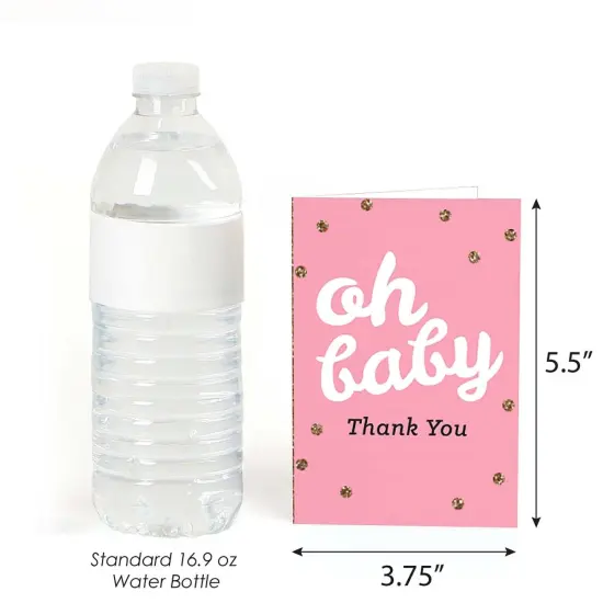 Big Dot of Happiness Hello Little One - Pink and Gold - Girl Baby Shower Thank You Cards (8 count) {4}