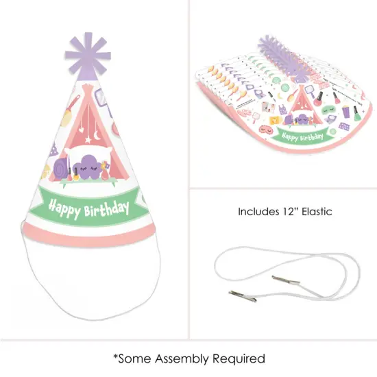 Big Dot of Happiness Pajama Slumber Party - Cone Happy Birthday Party Hats for Kids and Adults - Set of 8 (Standard Size) {6}