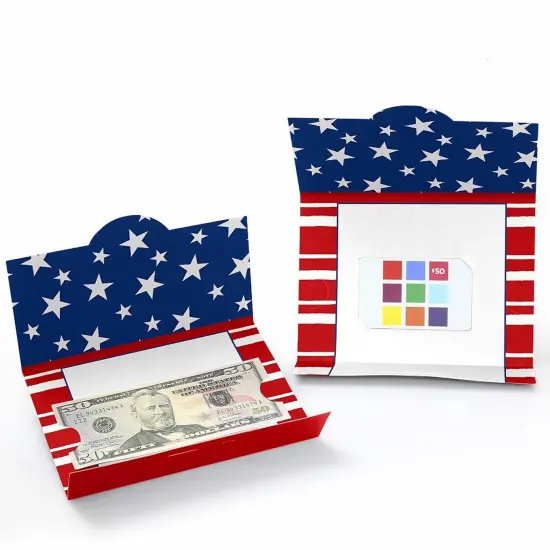 Big Dot of Happiness Stars & Stripes - Memorial Day, 4th of July & Labor Day USA Patriotic Independence Day Party Money & Gift Card Holders - Set of 8 {3}