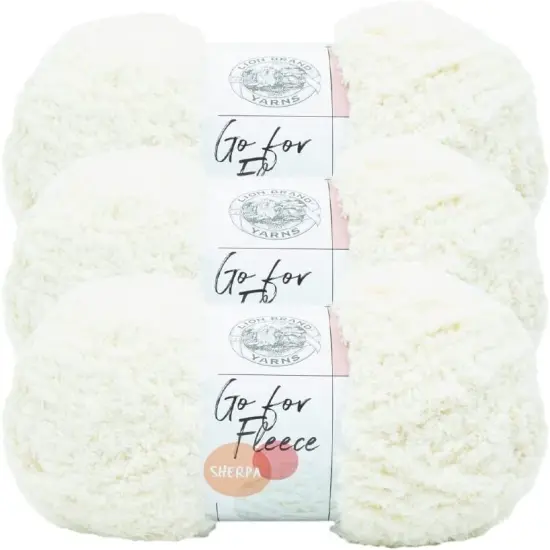 (Pack of 3) Lion Brand Go For Fleece Sherpa Yarn-Cream {1}