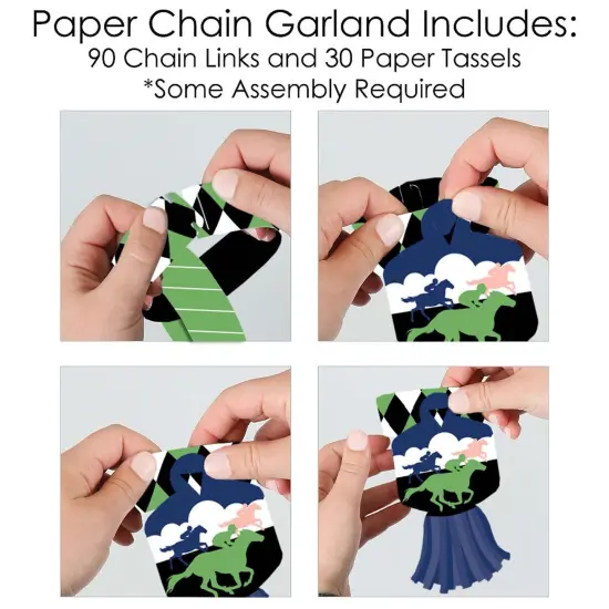 Big Dot of Happiness Kentucky Horse Derby - 90 Chain Links and 30 Paper Tassels Decoration Kit - Horse Race Party Paper Chains Garland - 21 feet {6}