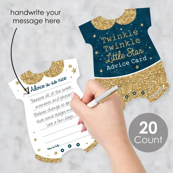 Big Dot of Happiness Twinkle Twinkle Little Star - Baby Bodysuit Wish Card Baby Shower Activities - Shaped Advice Cards Game - Set of 20 {3}