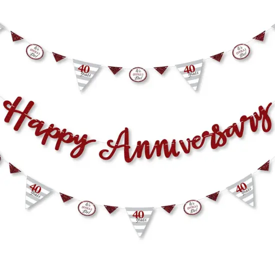 Big Dot of Happiness We Still Do - 40th Wedding Anniversary - Party Letter Banner Decoration - 36 Banner Cutouts and Happy Anniversary Banner Letters {1}