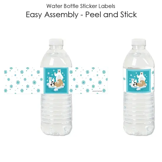 Big Dot of Happiness Arctic Polar Animals - Winter Baby Shower or Birthday Party Water Bottle Sticker Labels - Set of 20 {3}