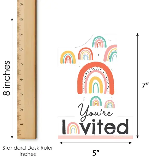 Big Dot of Happiness 1st Birthday Hello Rainbow - Shaped Fill-In Invitations - Boho First Birthday Party Invitation Cards with Envelopes - Set of 12 {7}