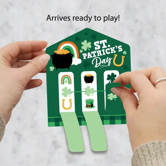 Big Dot of Happiness Shamrock St. Patrick's Day - Saint Paddy&rsquo;s Day Party Game Pickle Cards - Pull Tabs 3-in-a-Row - Set of 12 {3}