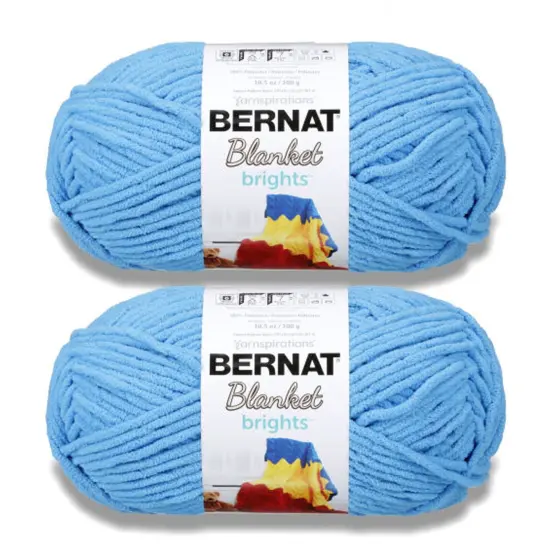Bernat Blanket Brights Busy Blue Yarn - 2 Pack of 300g/10.5oz - Polyester - 6 Super Bulky - 220 Yards - Knitting/Crochet {1}