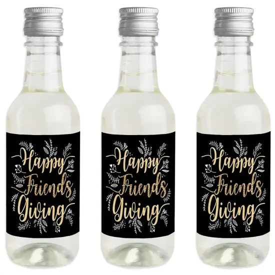 Big Dot of Happiness Elegant Thankful for Friends - Mini Wine & Champagne Bottle Label Stickers - Friendsgiving Thanksgiving Party Favor Gift - 16 Ct {1}